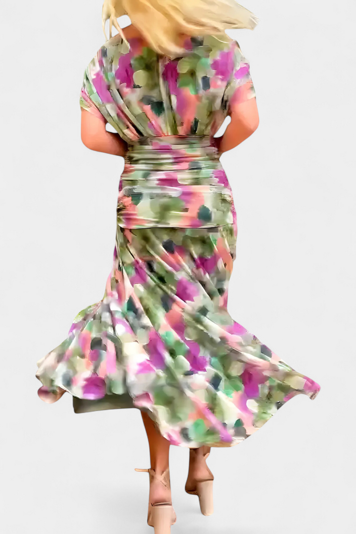 Alondra | Langes Blumenkleid mit V-Ausschnitt