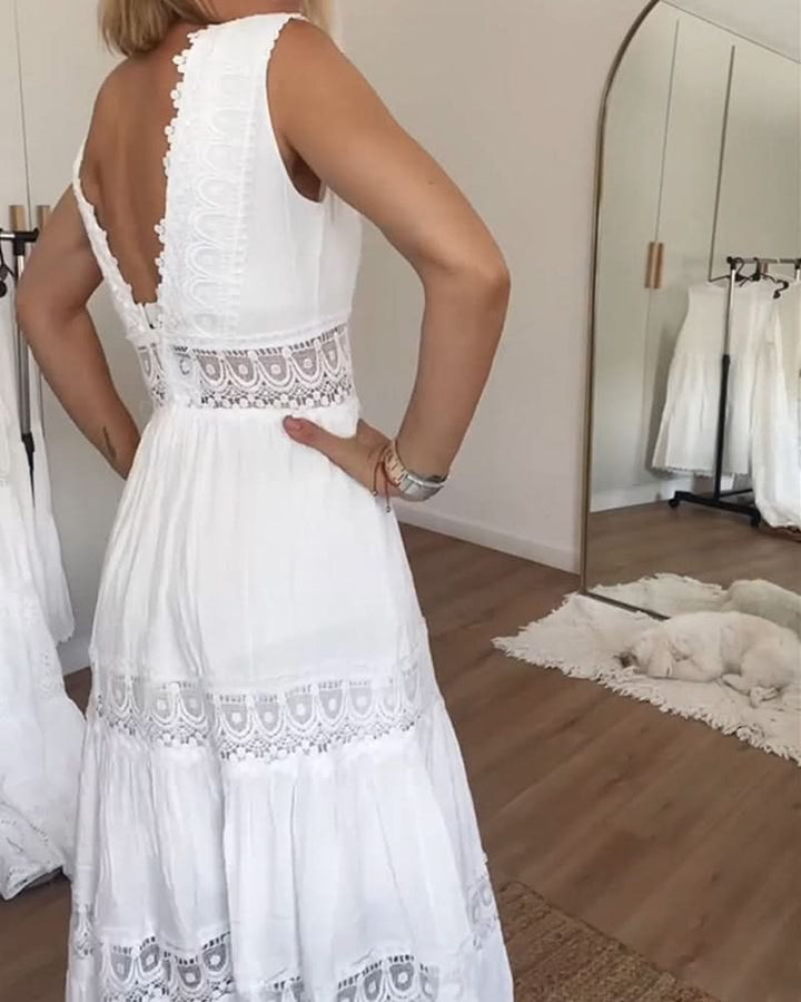 Rosa | Spitzenkleid mit V-Ausschnitt