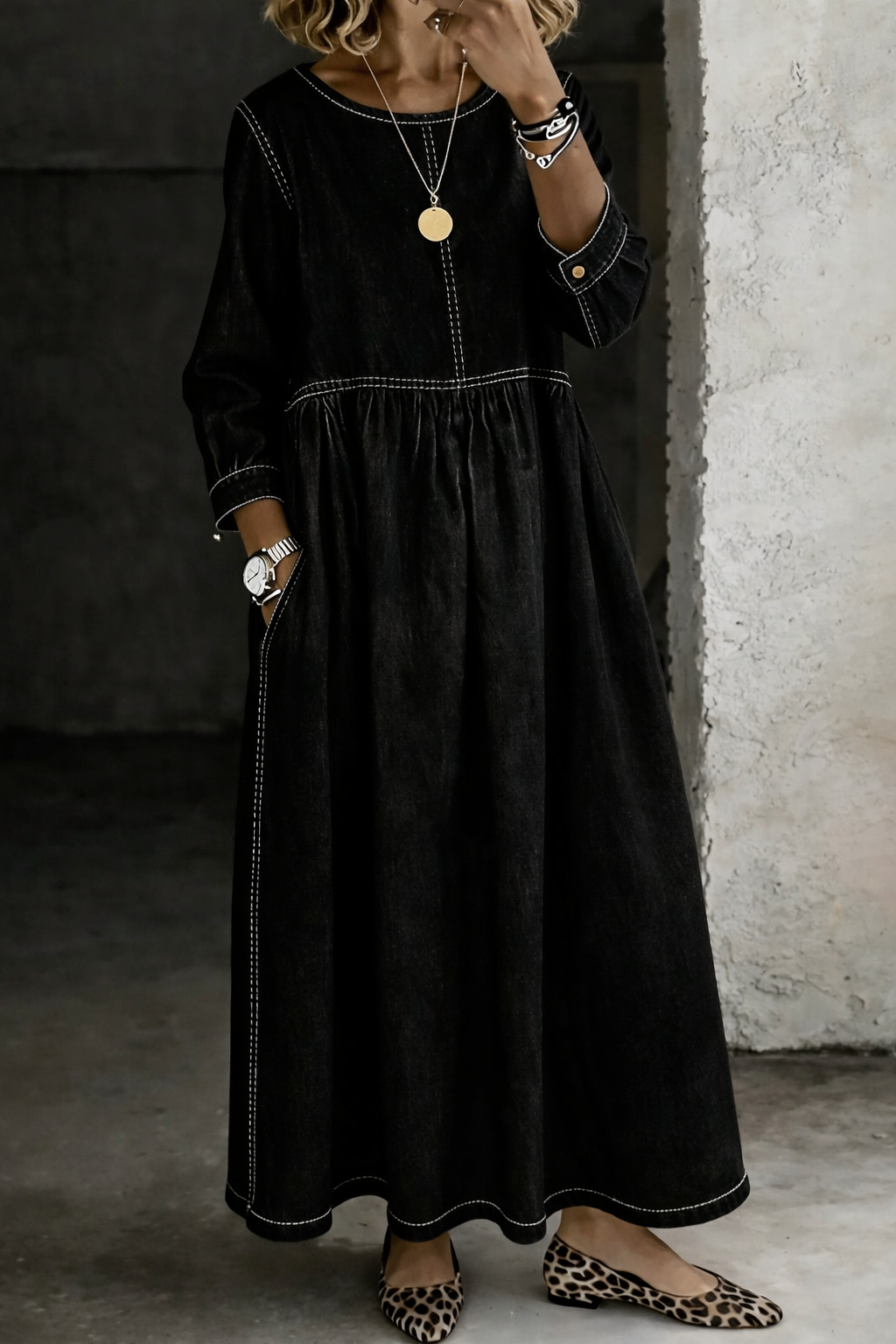 Marisol | Jeanskleid mit Rundhalsausschnitt