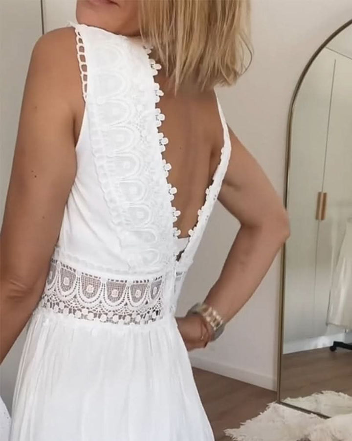 Rosa | Spitzenkleid mit V-Ausschnitt
