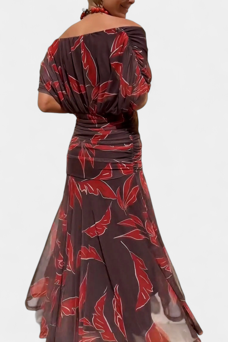 Alondra | Langes Blumenkleid mit V-Ausschnitt