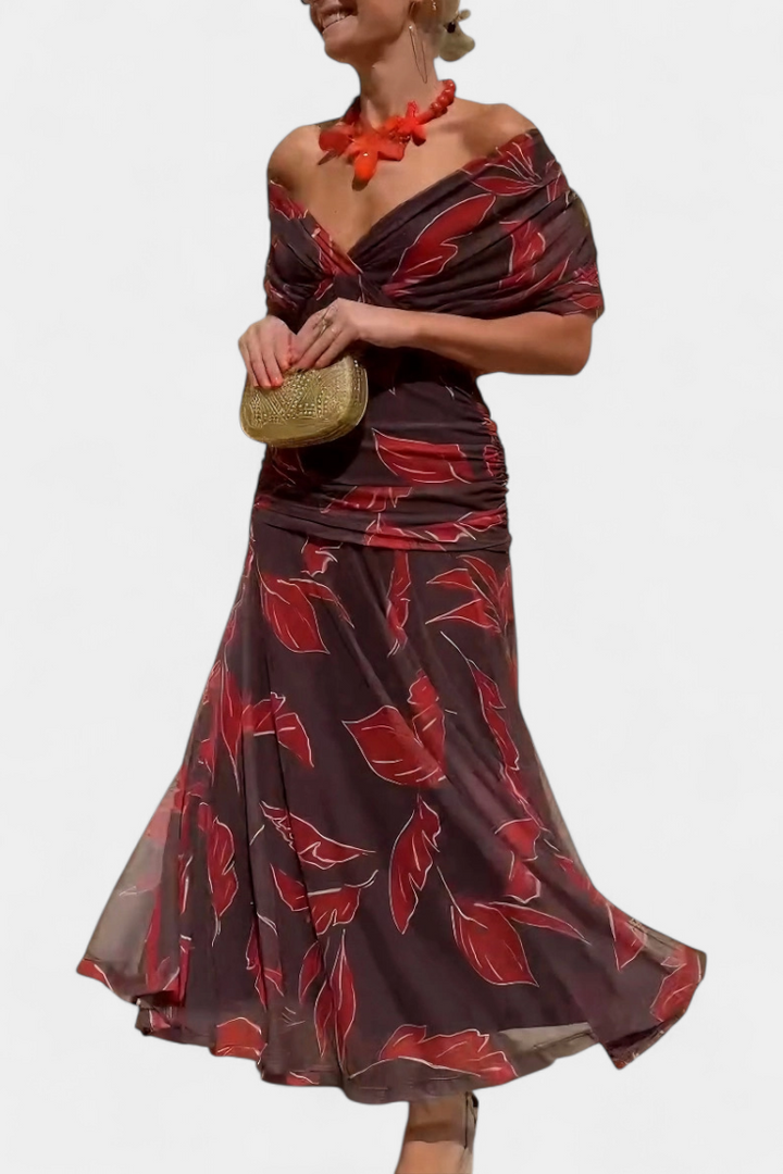 Alondra | Langes Blumenkleid mit V-Ausschnitt