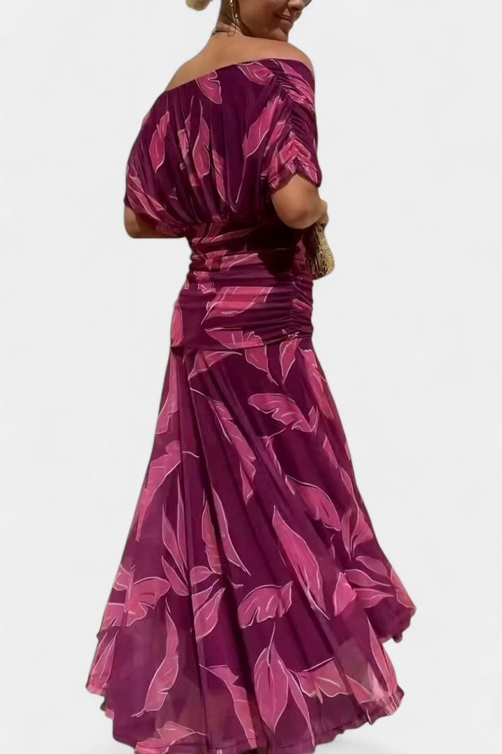Alondra | Langes Blumenkleid mit V-Ausschnitt