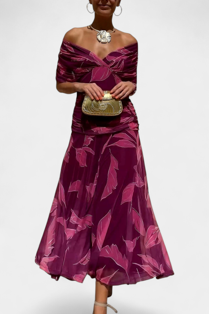 Alondra | Langes Blumenkleid mit V-Ausschnitt