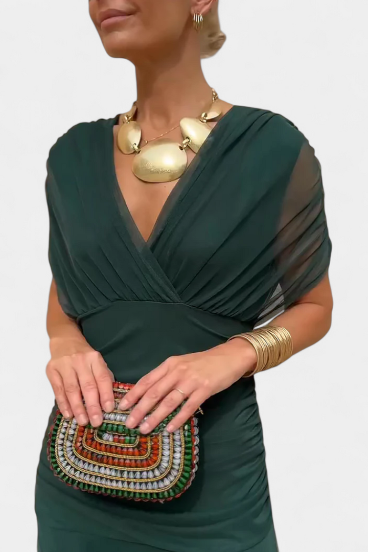 Alondra | Langes Blumenkleid mit V-Ausschnitt